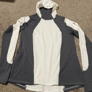 Under Armour ColdGear Women's Fitted Hoodie Running Jacket LG Gray Thumbholes